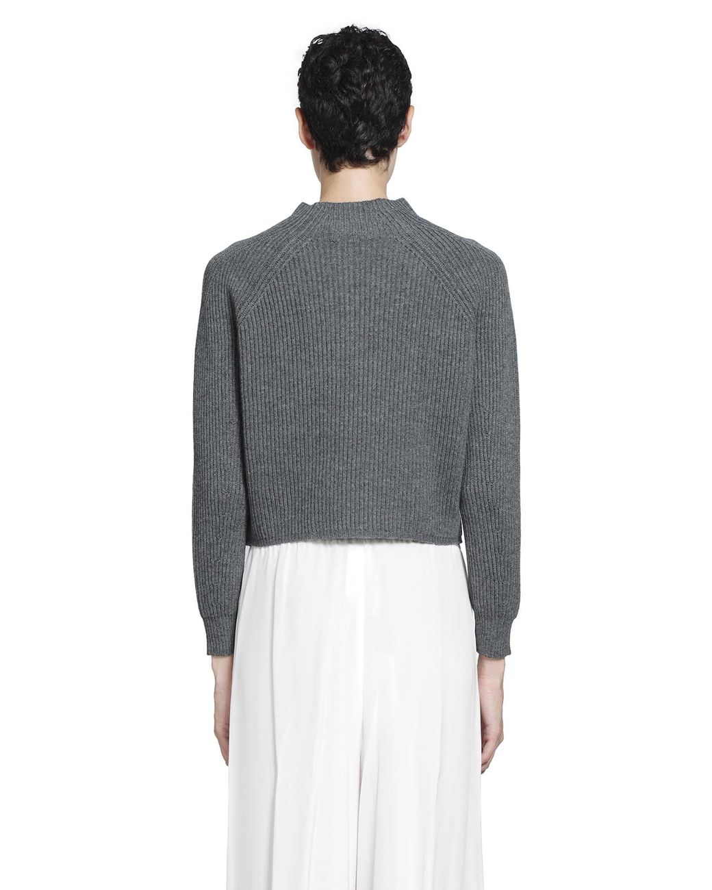 Max Mara Gray Ribbed Wool Jumper