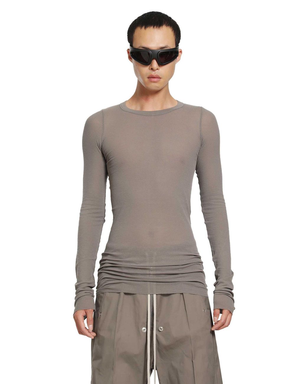 Rick Owens Gray Tower Rib Ls T for men