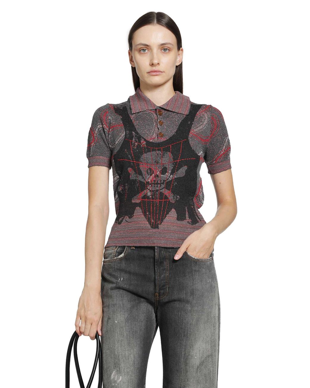 Vivienne Westwood Black Trompe L'Oeil Knit Polo Shirt