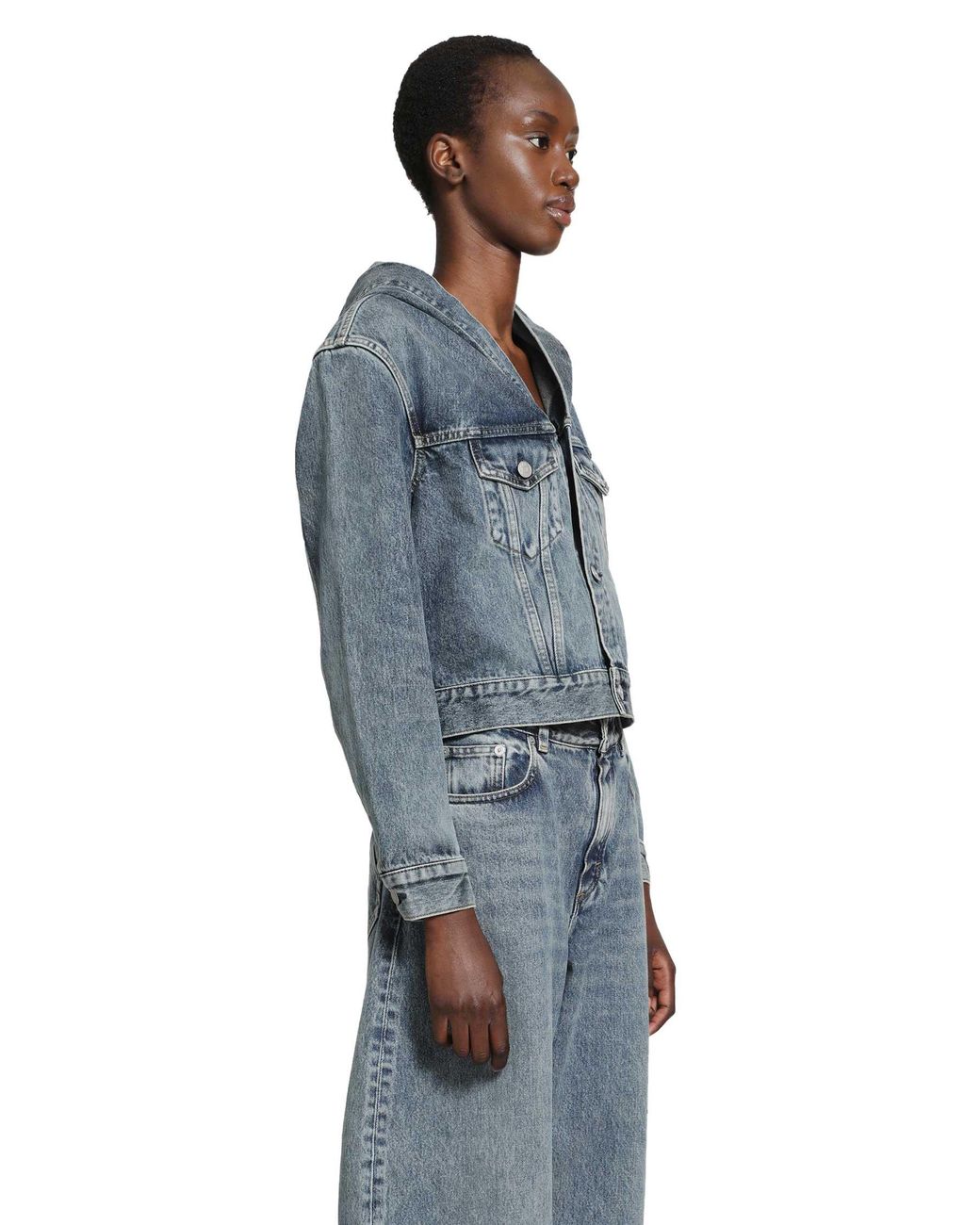 Alaïa Blue Hooded Denim Jacket