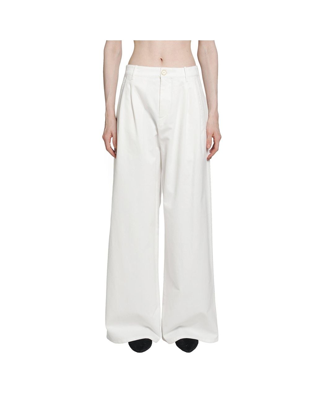 Jil Sander White Cotton Drill Trousers