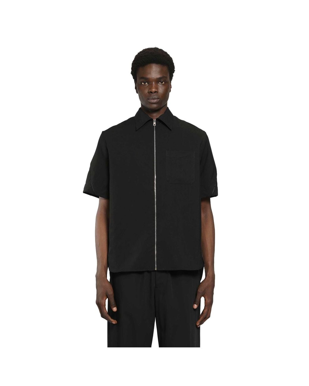Givenchy Black Couture Seam Zip-Up Shirt for men
