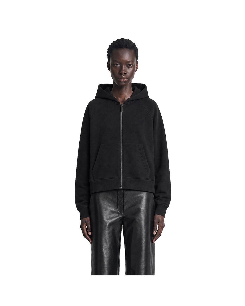 Max Mara Black Technical Cotton Zip-Up Hoodie