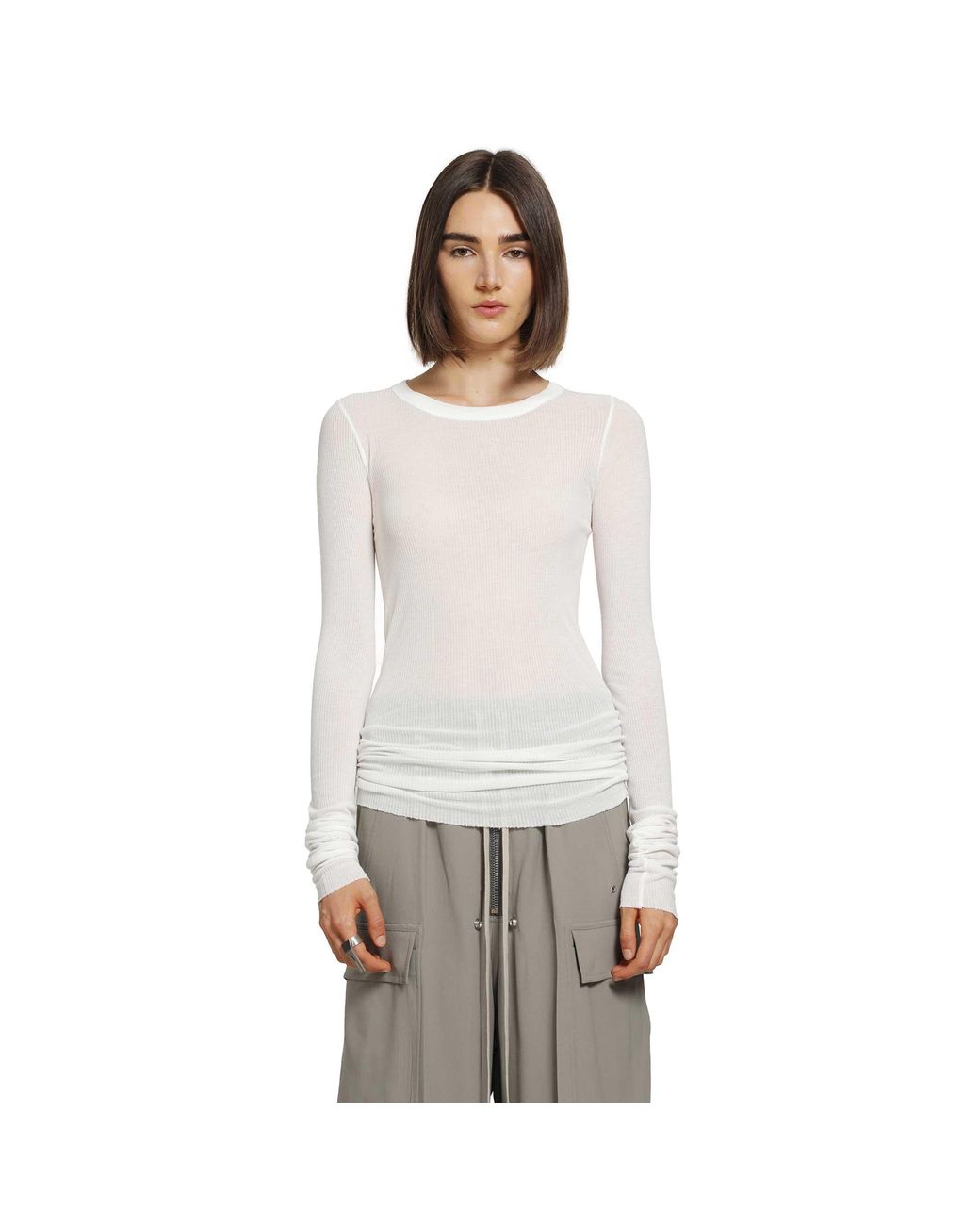 Rick Owens White Tower Rib Ls T