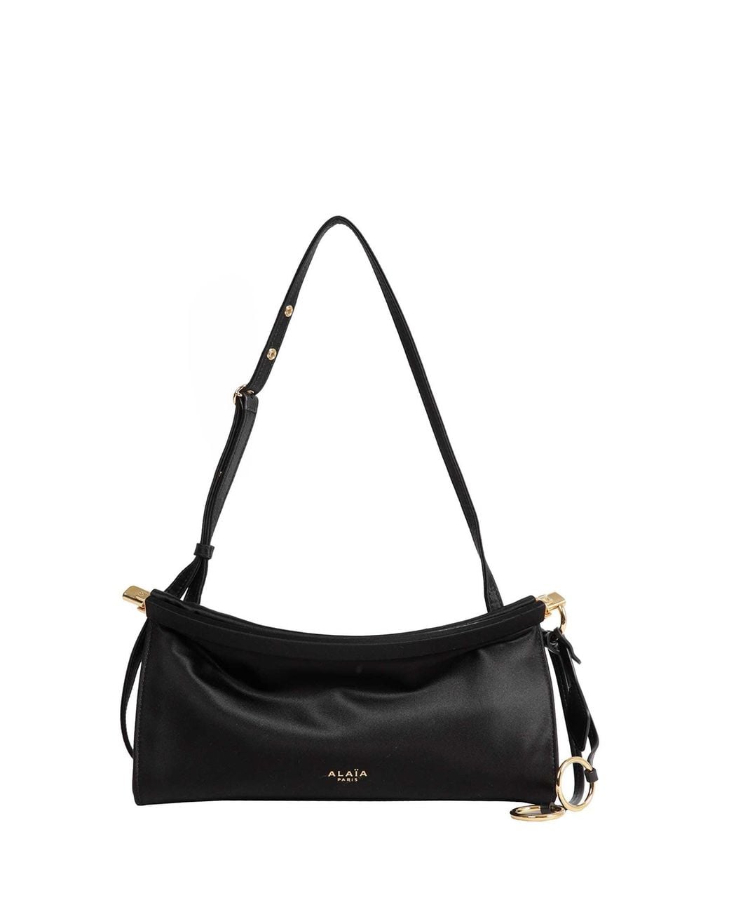 Alaïa Black Le Click East West Small Satin Shoulder Bag