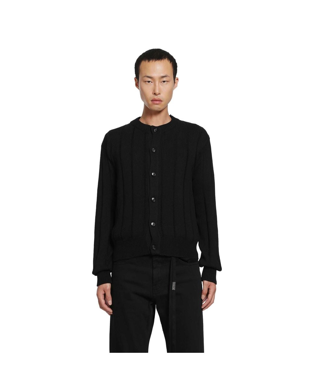 Ann Demeulemeester Black Natel Brushed Rib Cardigan for men
