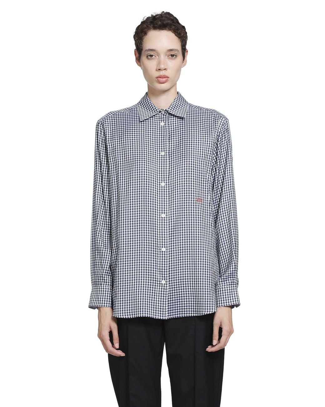 Loewe Gray Checked Silk Shirt