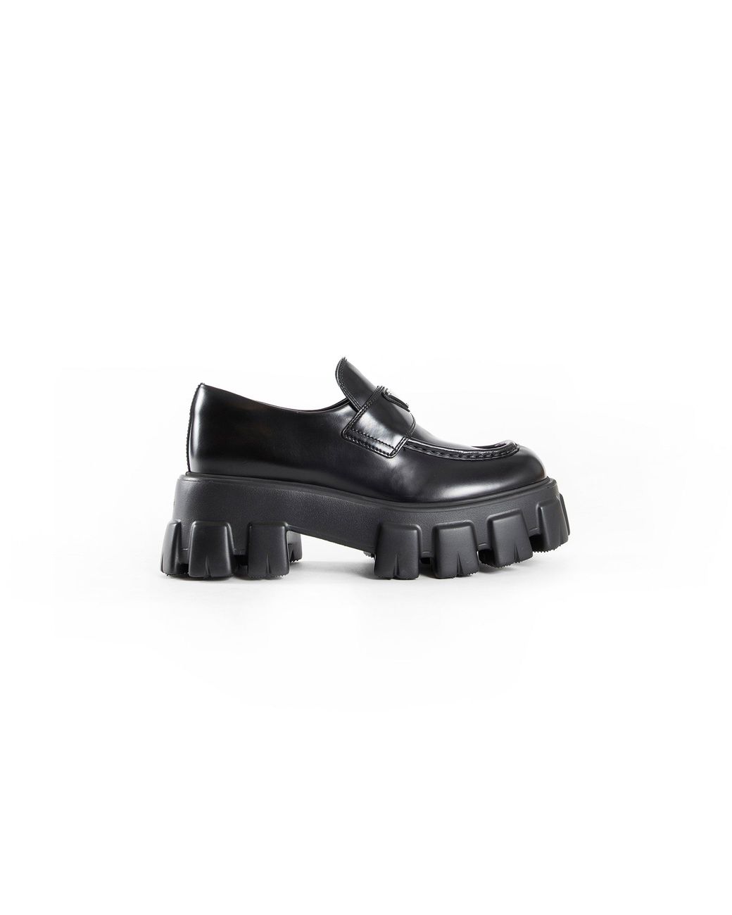 Prada Black Brushed Leather Monolith Loafers