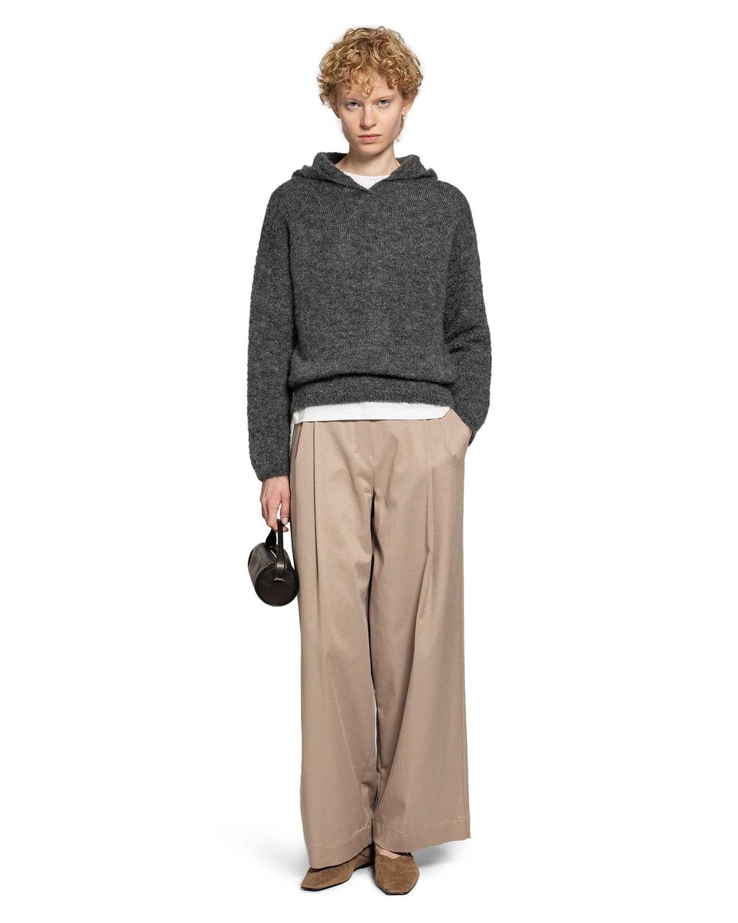Max Mara Gray Current Mohair Knit Hoodie Sweater