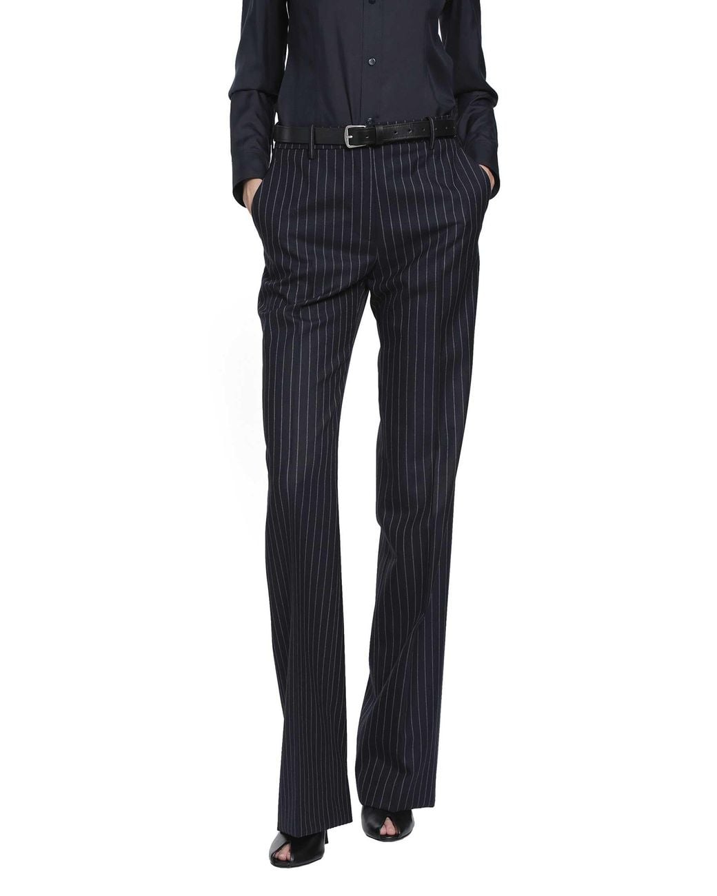 Tom Ford Blue Corded Chalk Stripe Wool Trousers