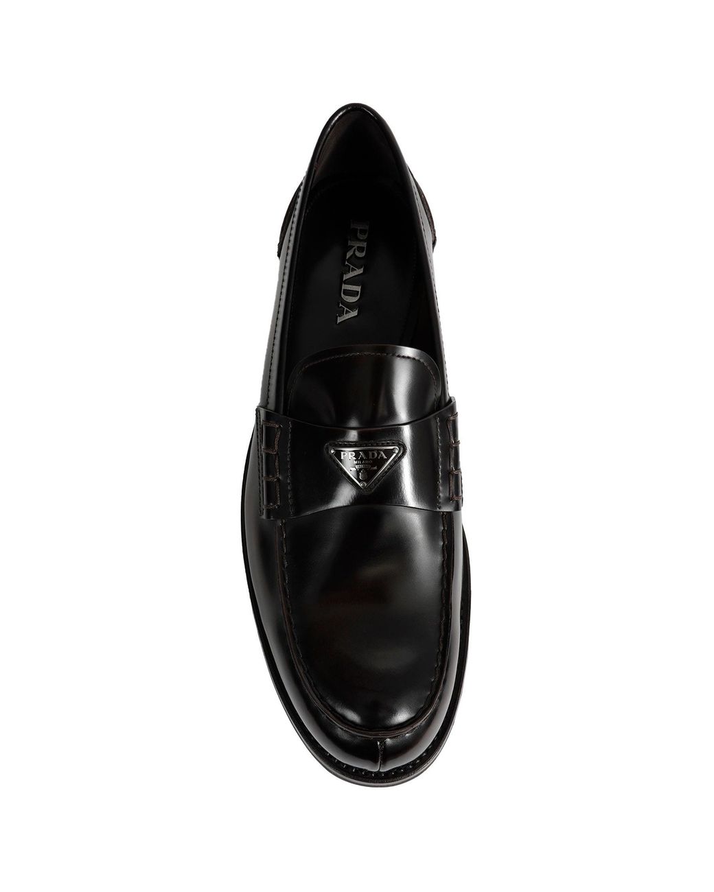 Prada Black Brushed Leather Loafers for men