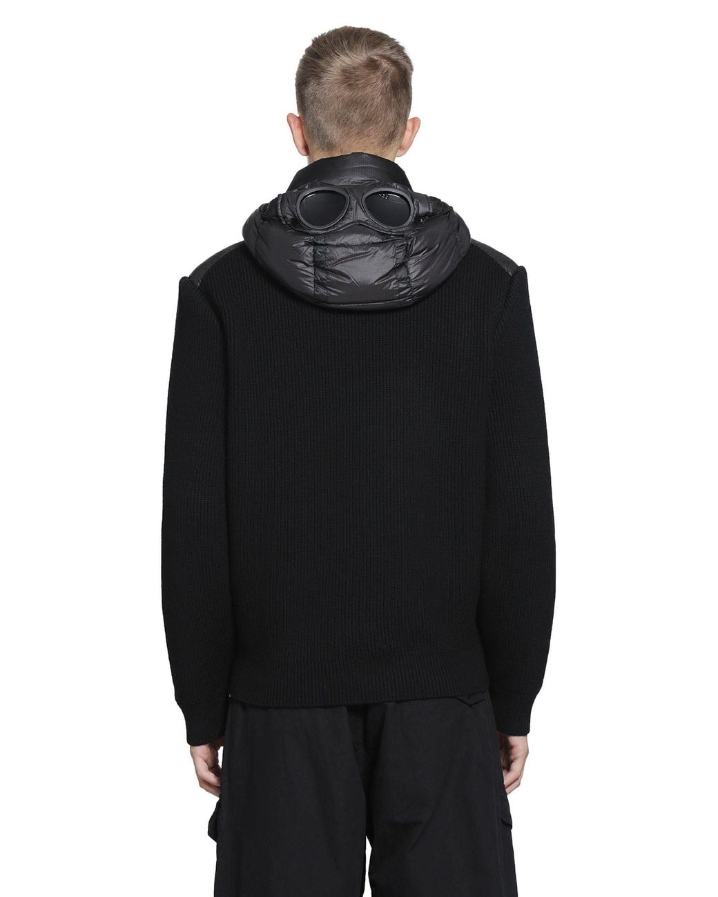C P Company Black Merino Wool Mixed Goggle Sweater for men