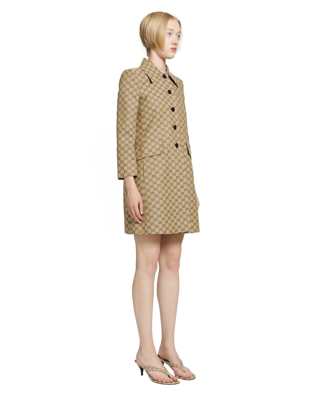 Gucci Natural Gg Cotton Canvas Coat