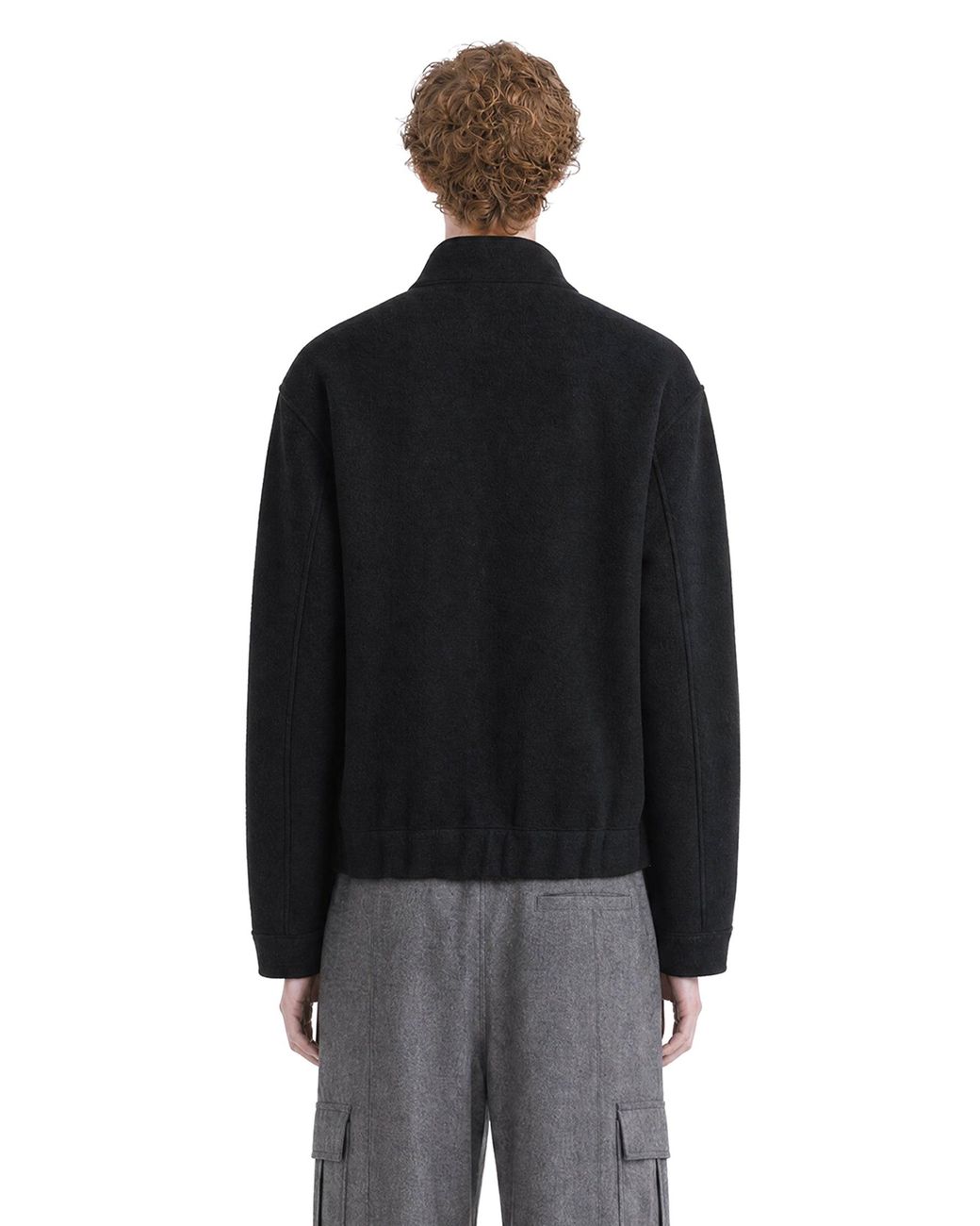 Harris Wharf London Black Boiled Wool Bomber Jacket for men