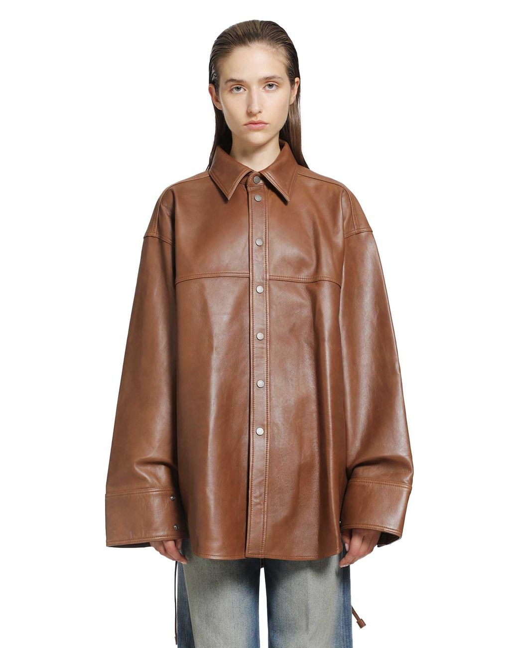 Haikure Brown Victoria Silky Leather Shirt