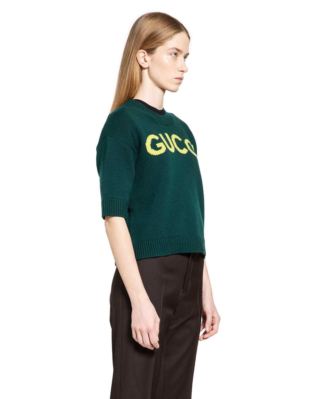 Gucci Green Intarsia Wool Top