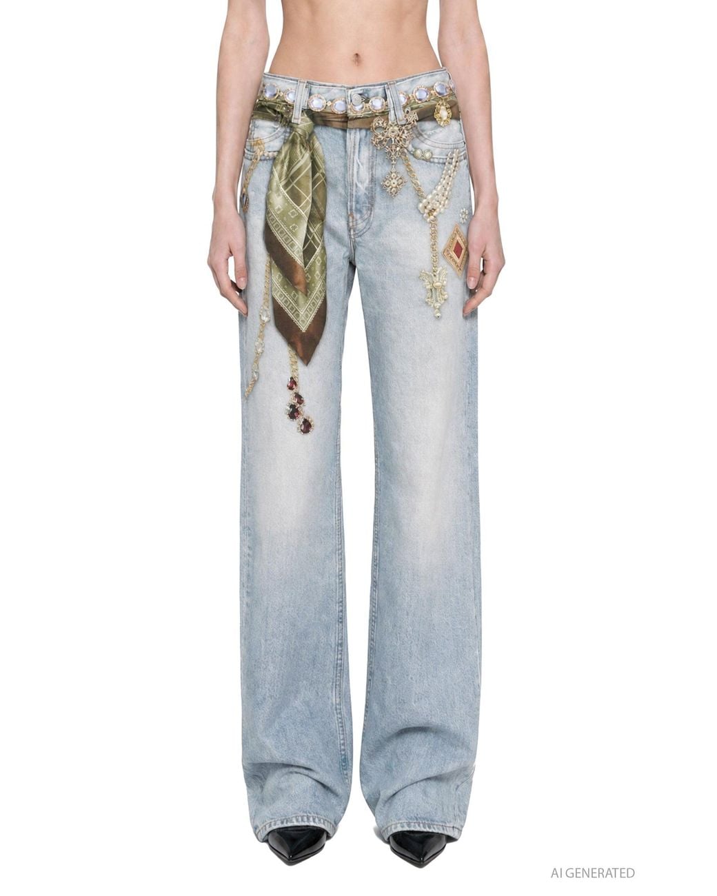 Acne Blue Trompe-L'Oeil Jeans