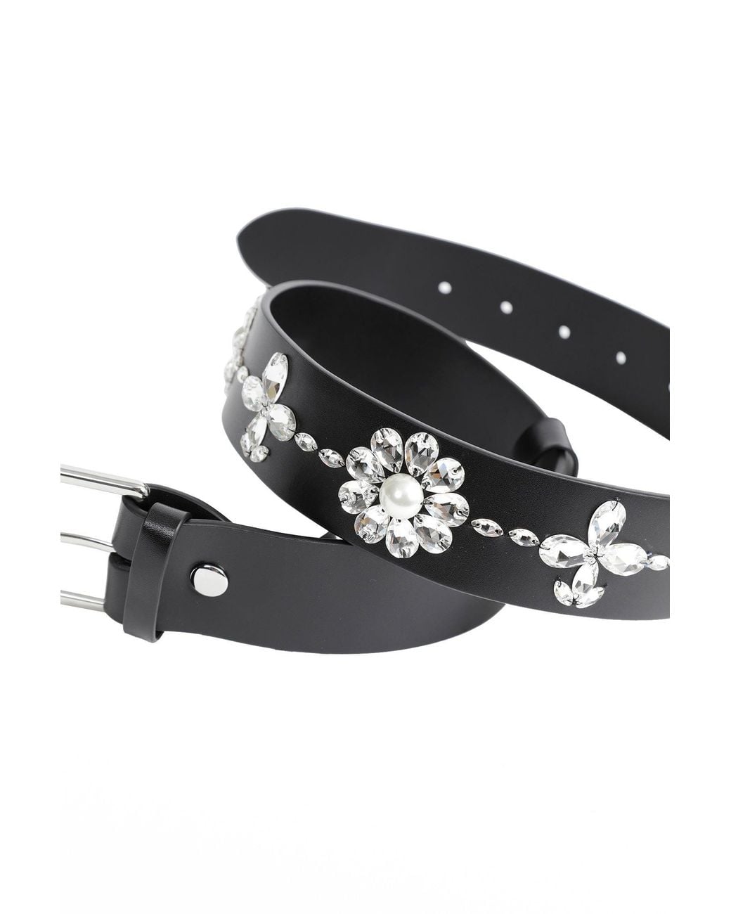 Simone Rocha Black Embellished Leather Belt for men