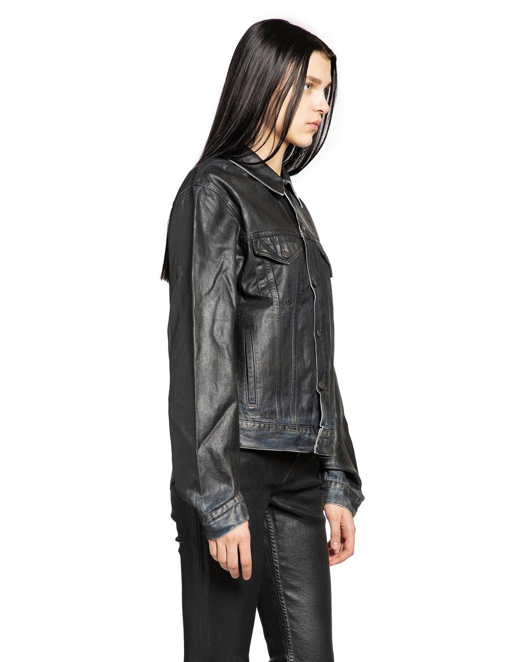 Acne Black Coated Denim Jacket