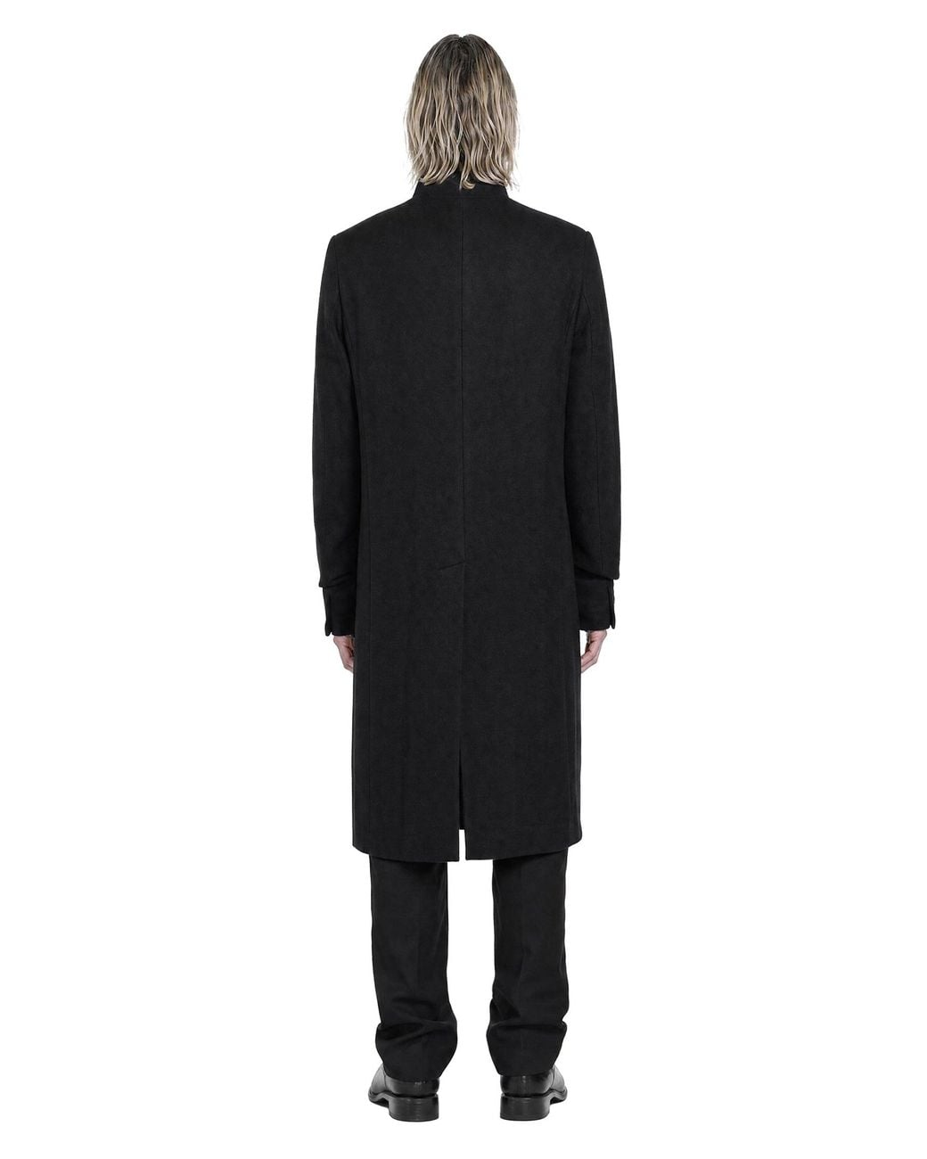 Nicolo' Ceschi Berrini Black Diagonal Double Cashmere Coat for men