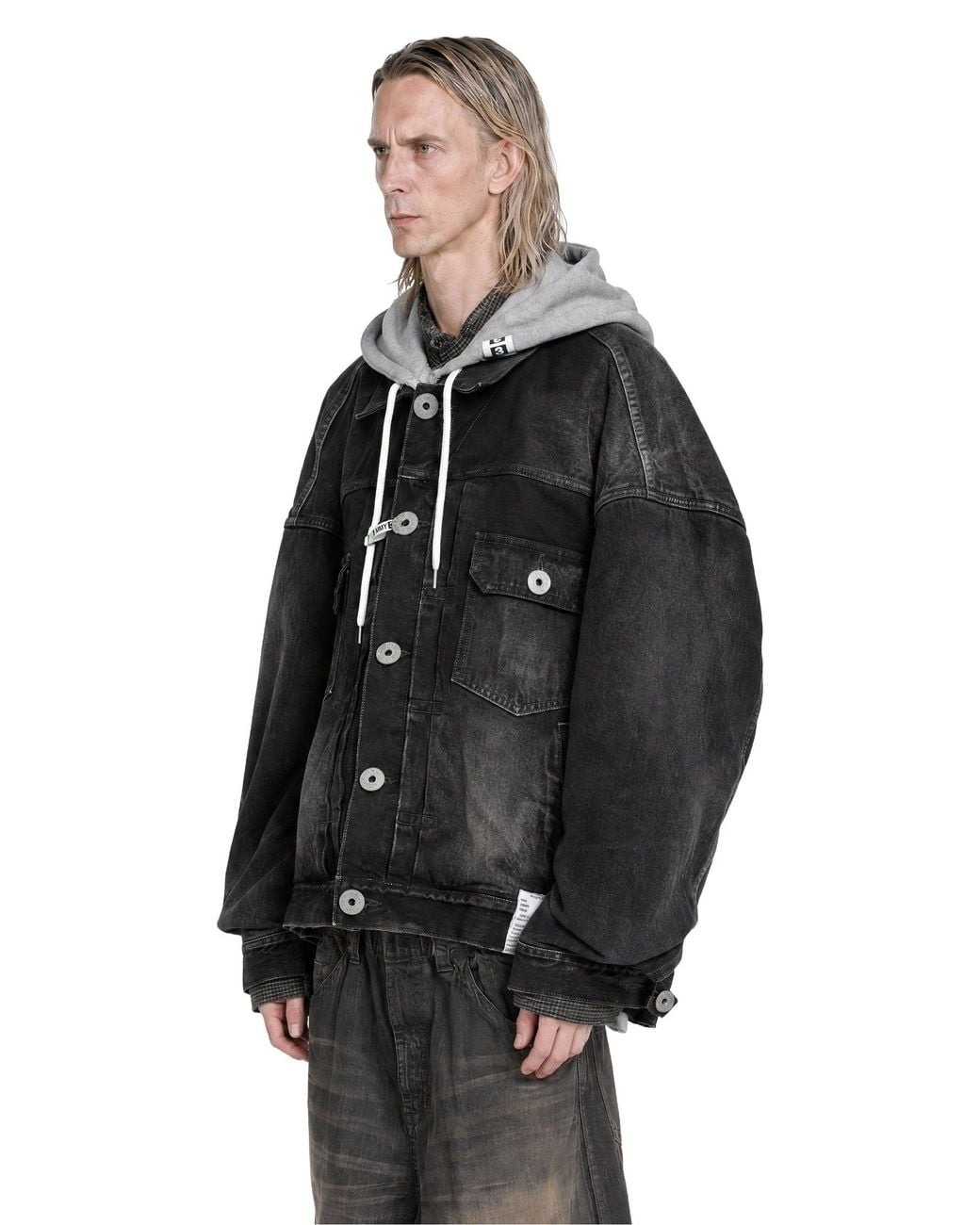 Maison Mihara Yasuhiro Black Triple Layered Denim Jacket for men