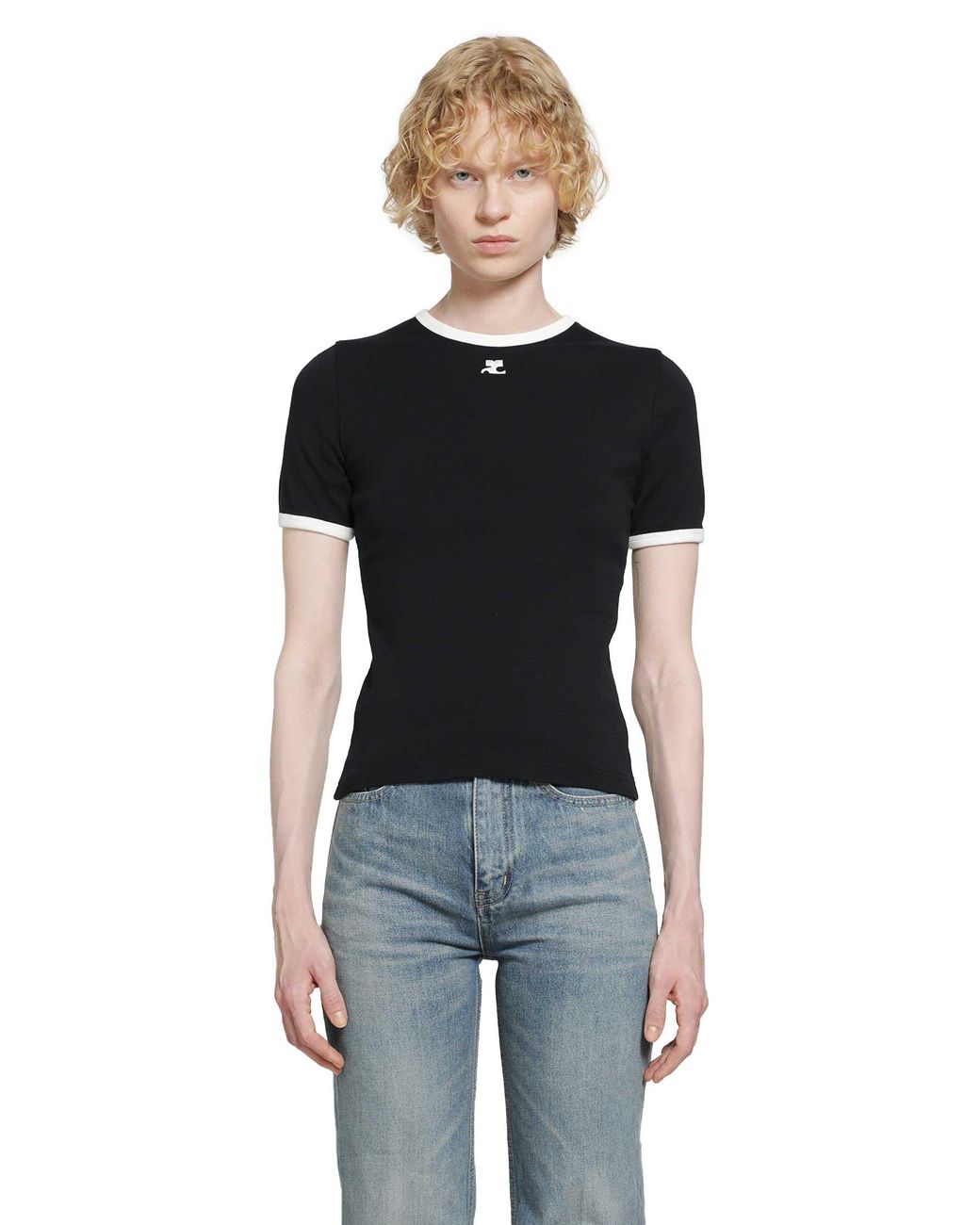 Courreges Black Signature Contrast T-Shirt