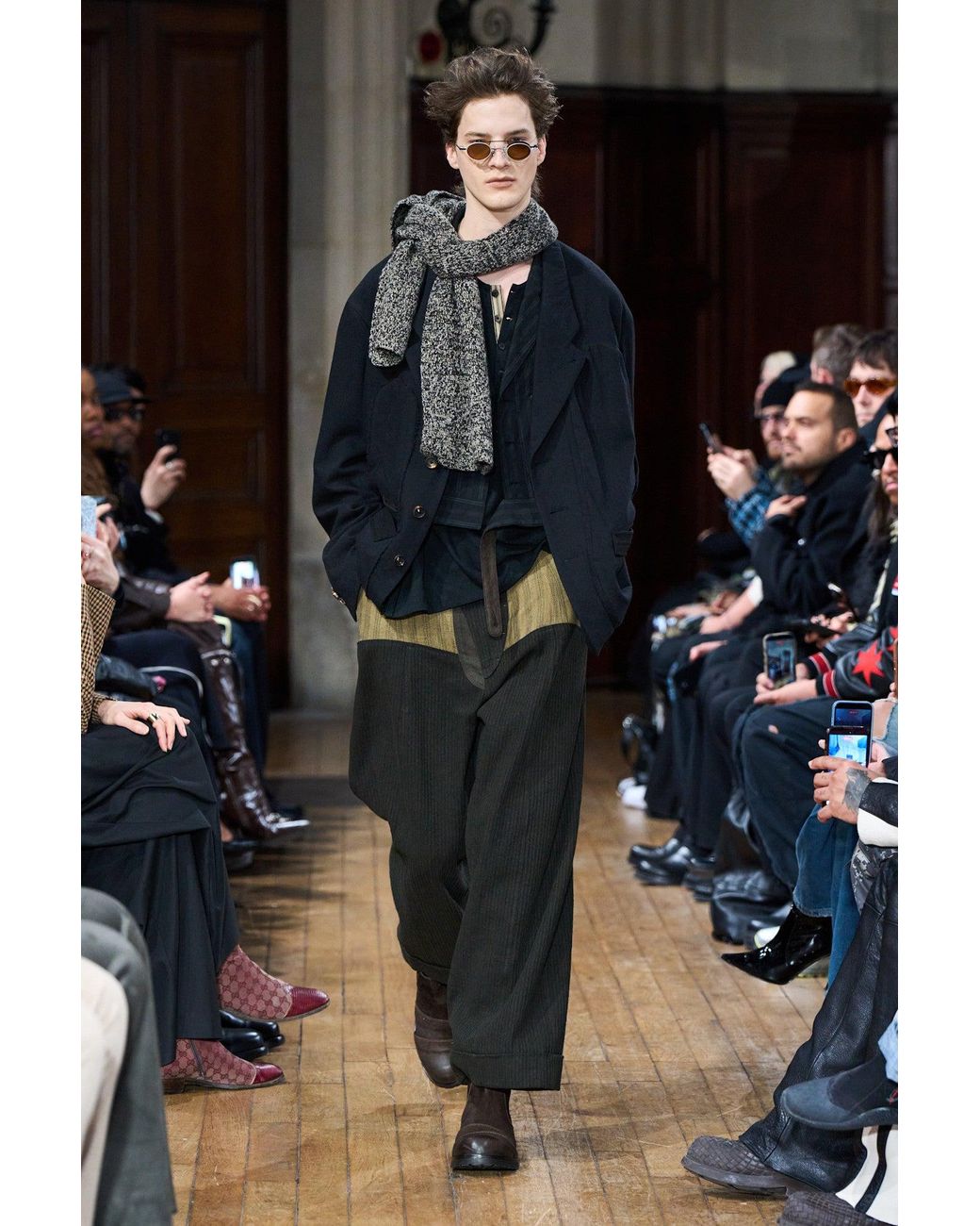 Ziggy Chen Gray Handmade Plain Scarf for men