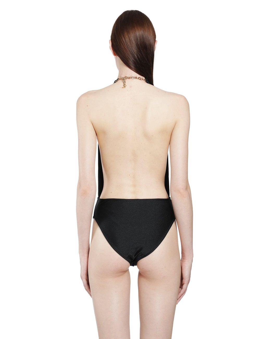 Saint Laurent Black Backless Halter Swimsuit