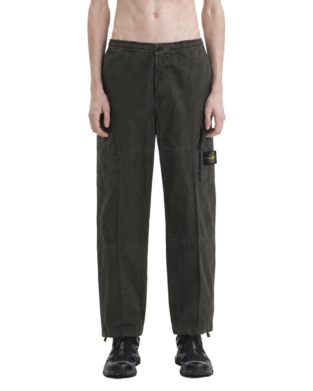 Stone Island Black 3100015 Cotton Ripstop Cargo Pants for men