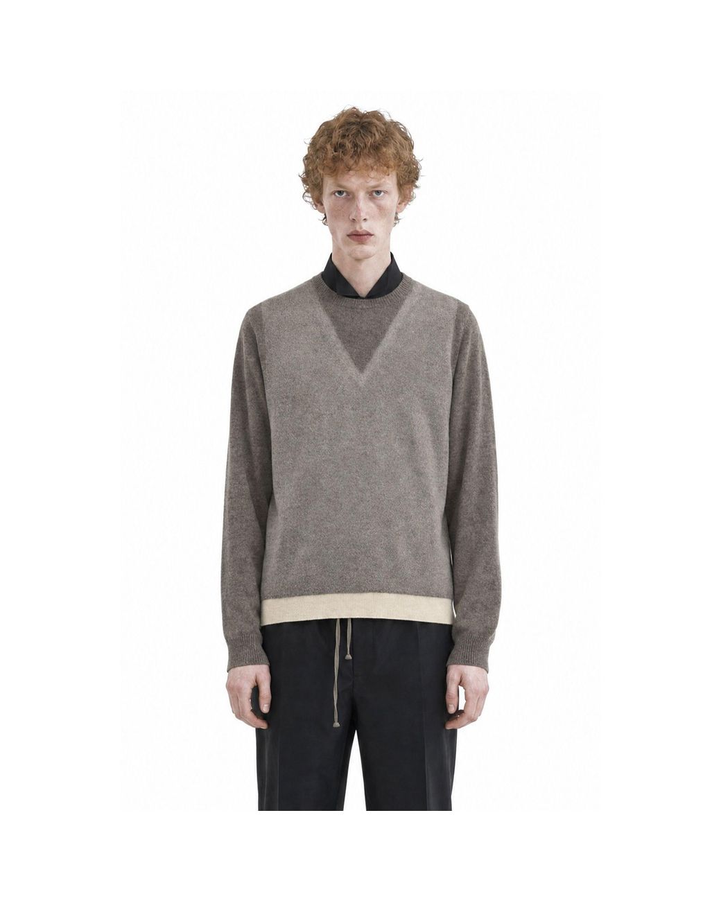 Maison Margiela Gray Fused Knit Wool Crewneck Sweater for men