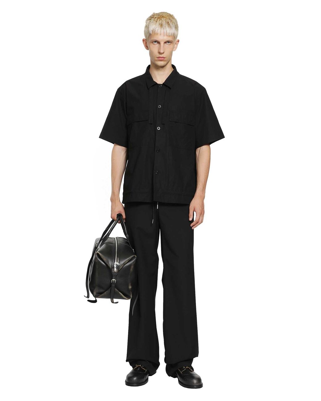 Sacai Black Cotton Typewriter Shirt for men