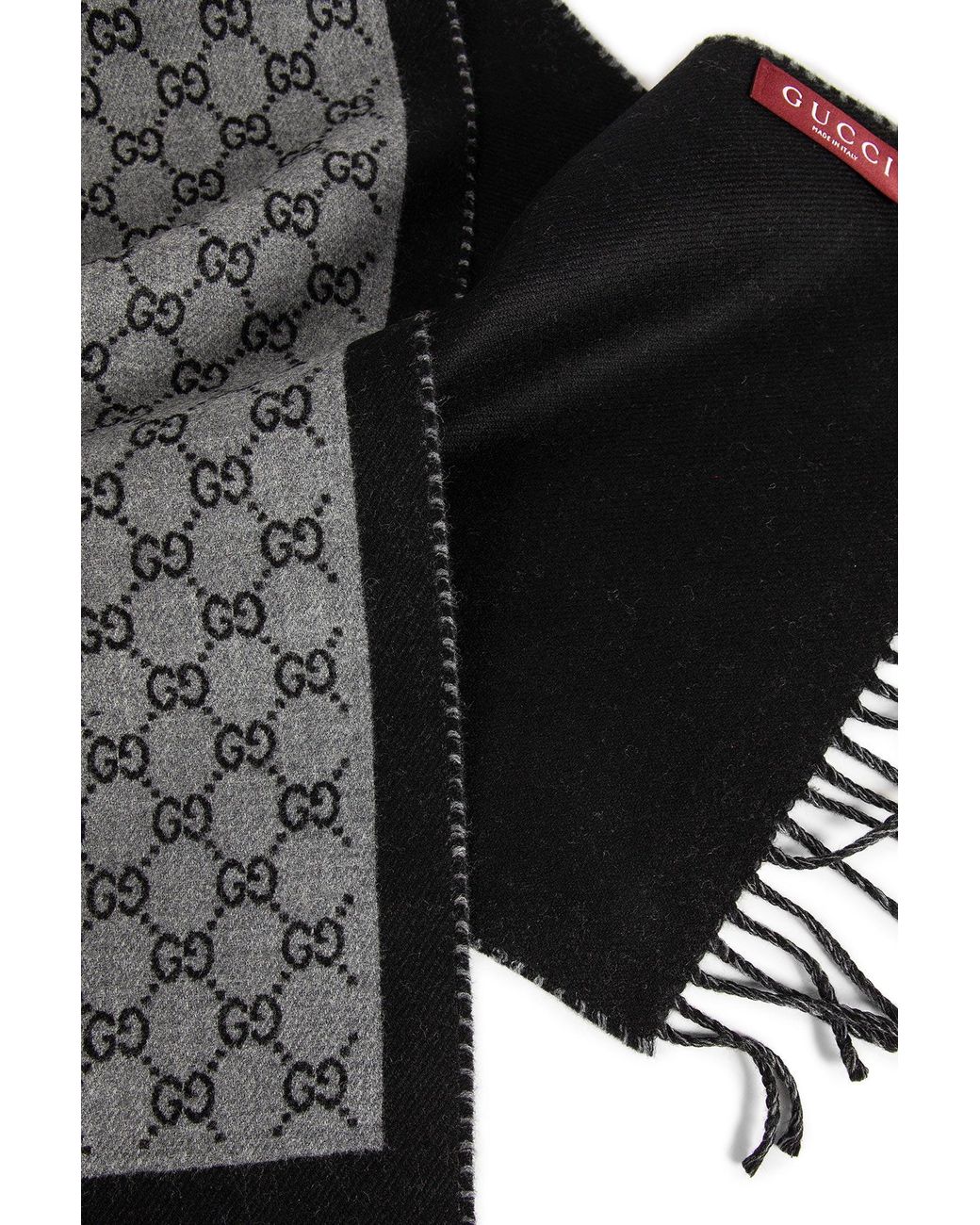 Gucci Gray Gg Jacquard Wool Scarf for men