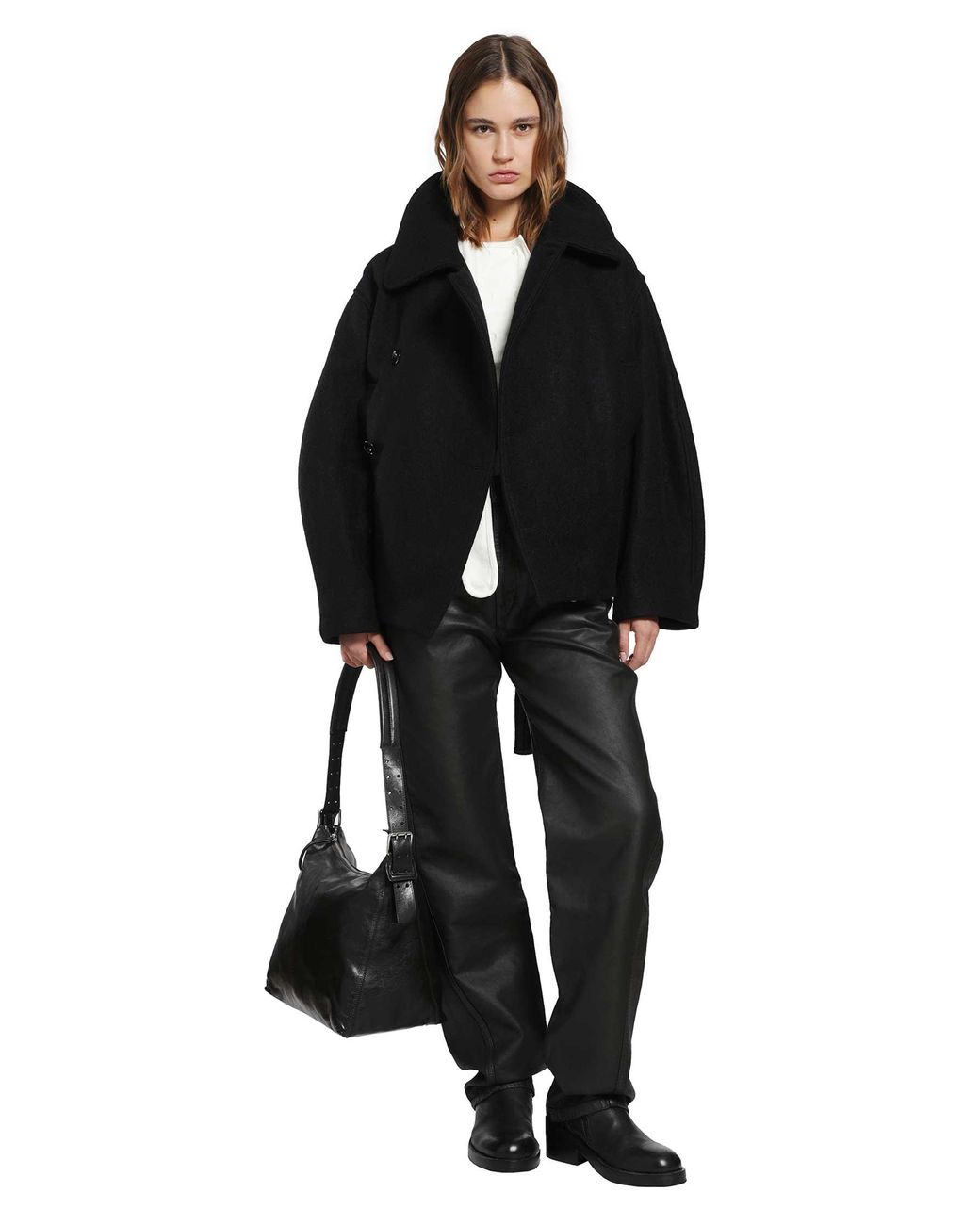 Lemaire Black Short Wrap Coat