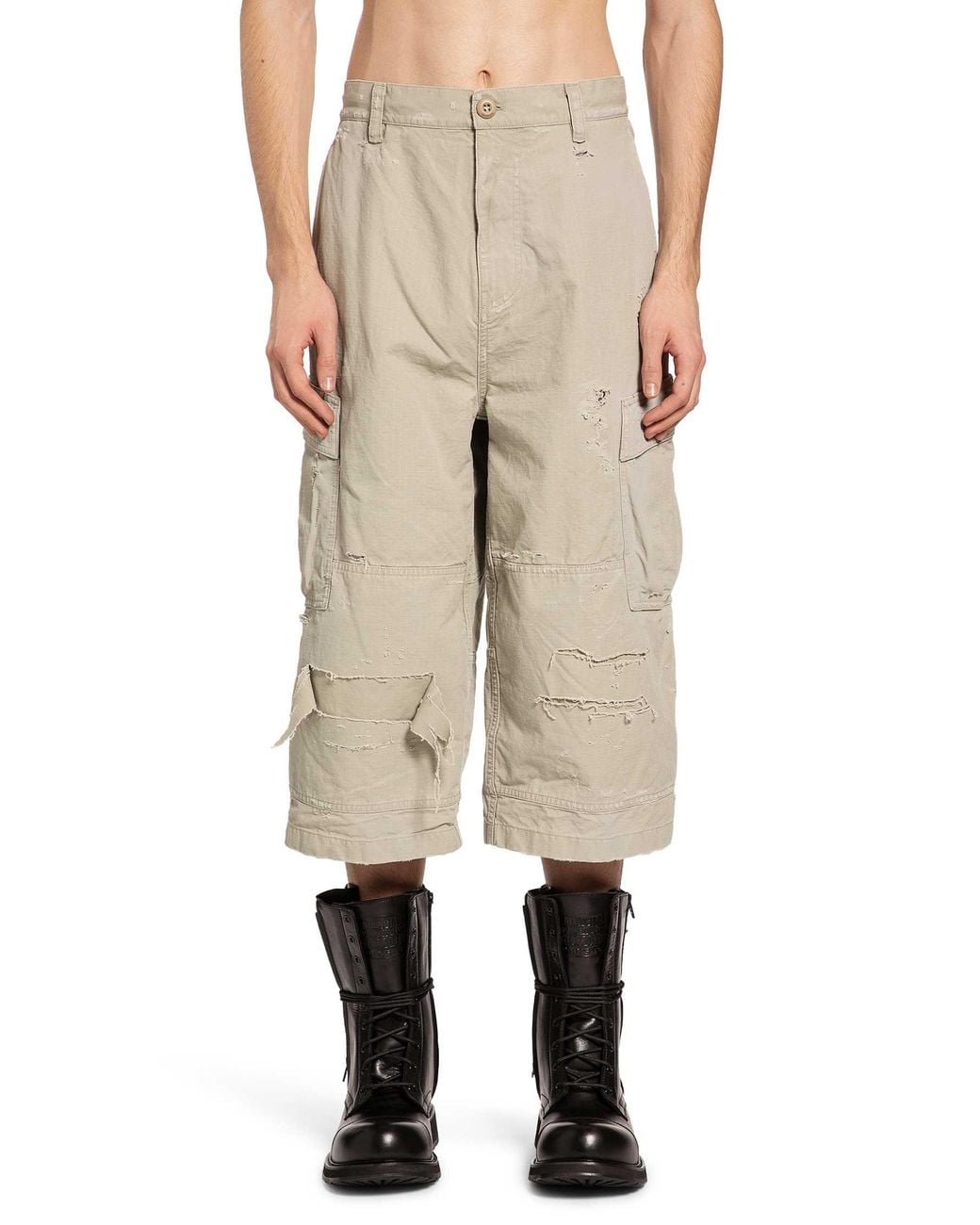 Balenciaga Natural Cropped Cargo Pants for men