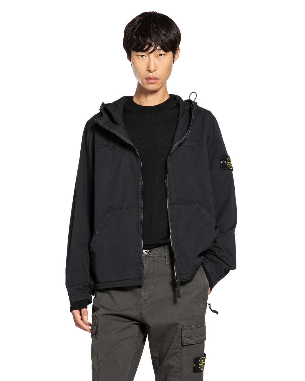 Stone Island 1200032 Hooded Overshirt in Black for Men | Lyst