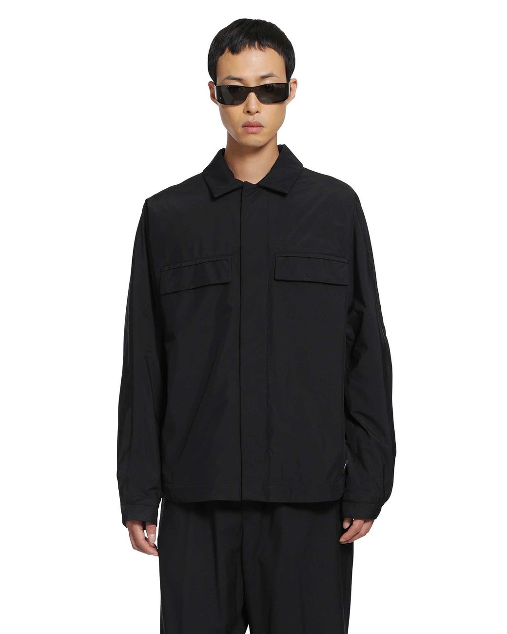 Laminar Black Coated Nylon Overshirt for men