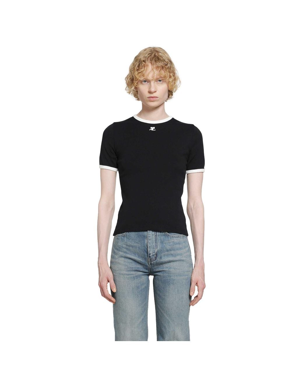 Courreges Black Signature Contrast T-Shirt