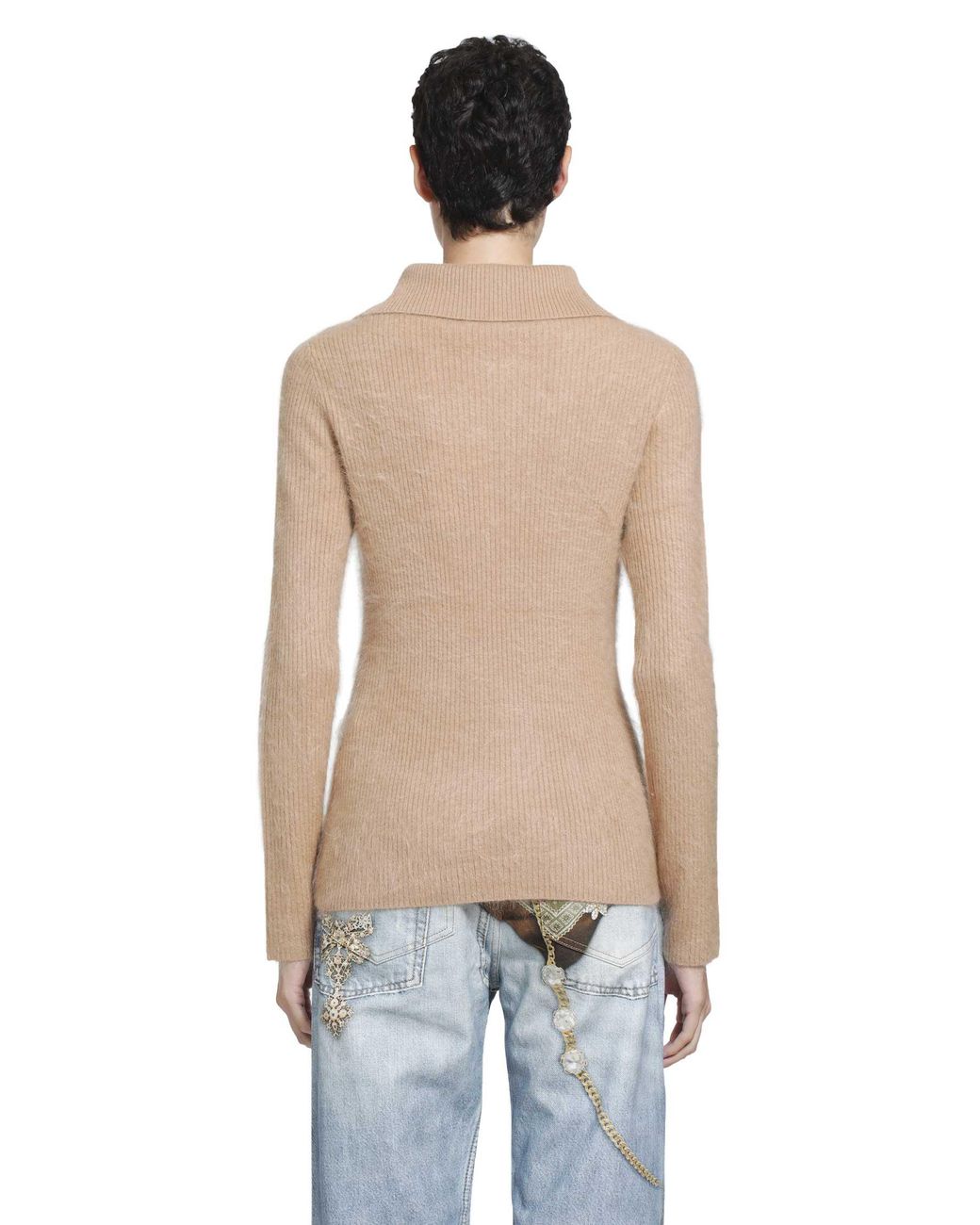 Acne Natural Cashmere Zip-Up Cardigan