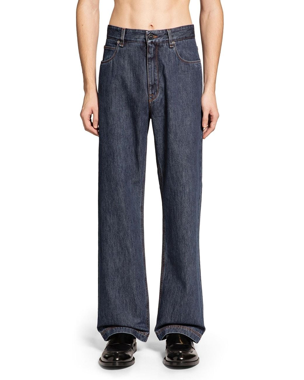 Fendi Blue 5 Pocket Straight Jeans for men