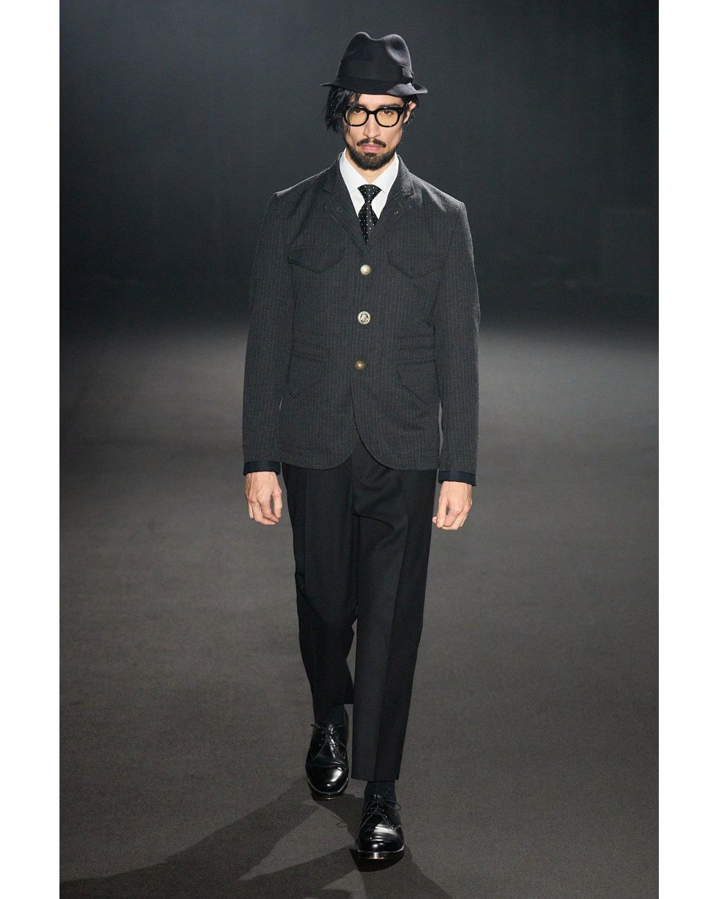 Junya Watanabe Black Polkadot Silk Tie for men