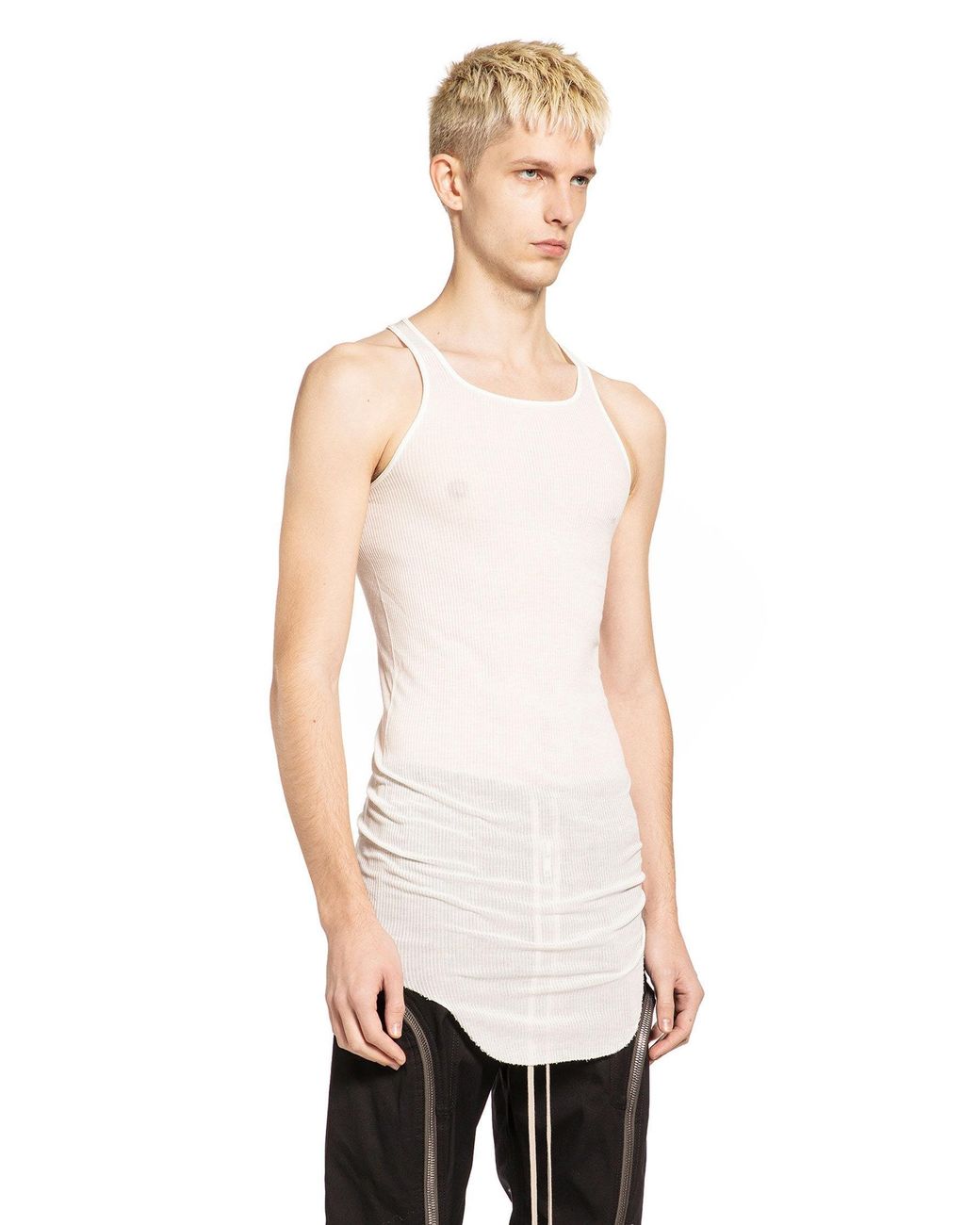 Rick Owens White Forever Basic Rib Tank for men