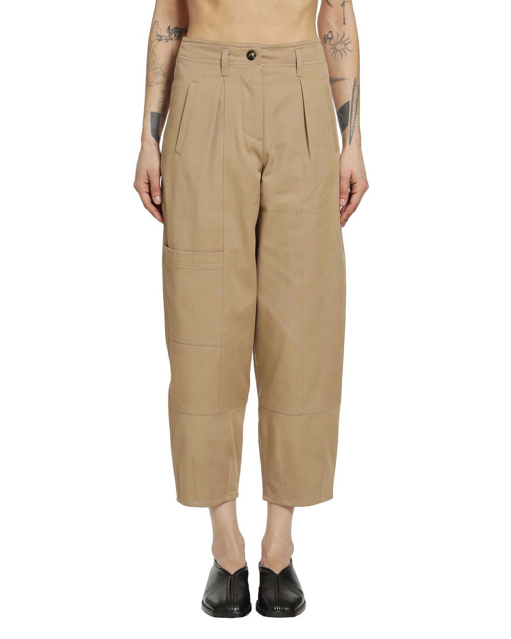 Max Mara Natural Cotton Bull Denim Cargo Trousers