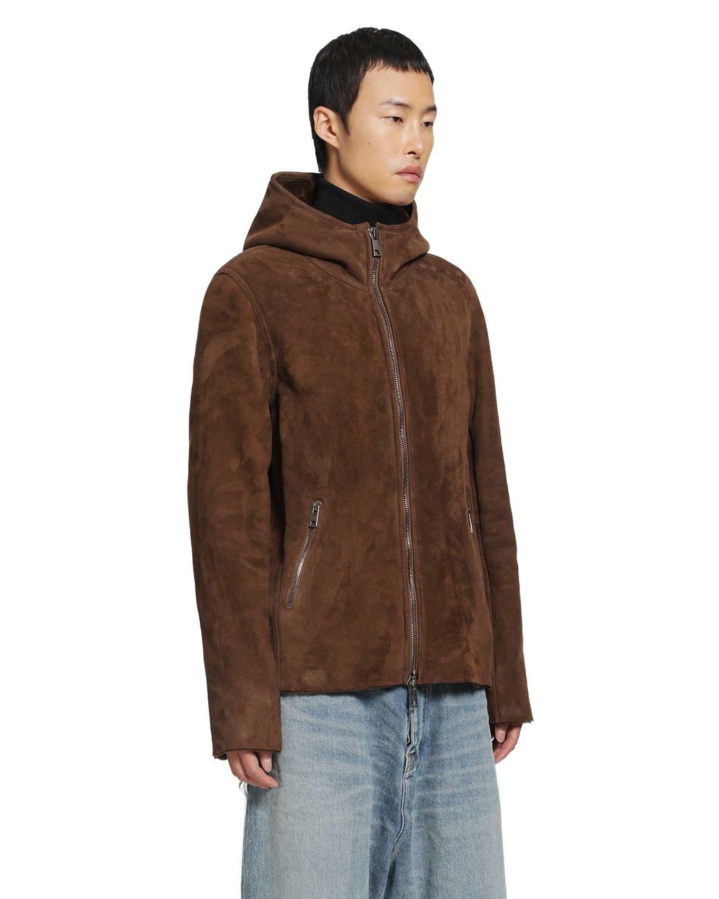 Giorgio Brato Brown Hooded Suede Jacket for men