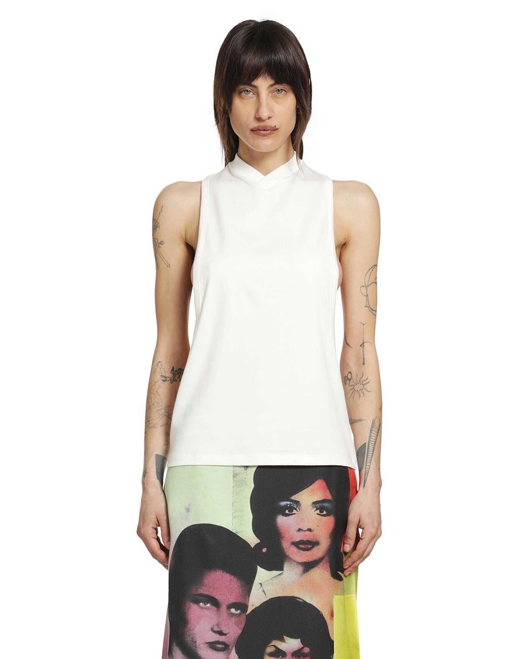 Versace White Stretch Cotton Jersey Vintage Tank Top