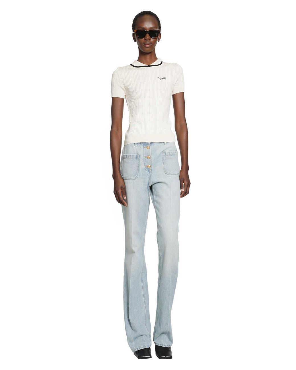 Valentino White Cotton-Blend Top