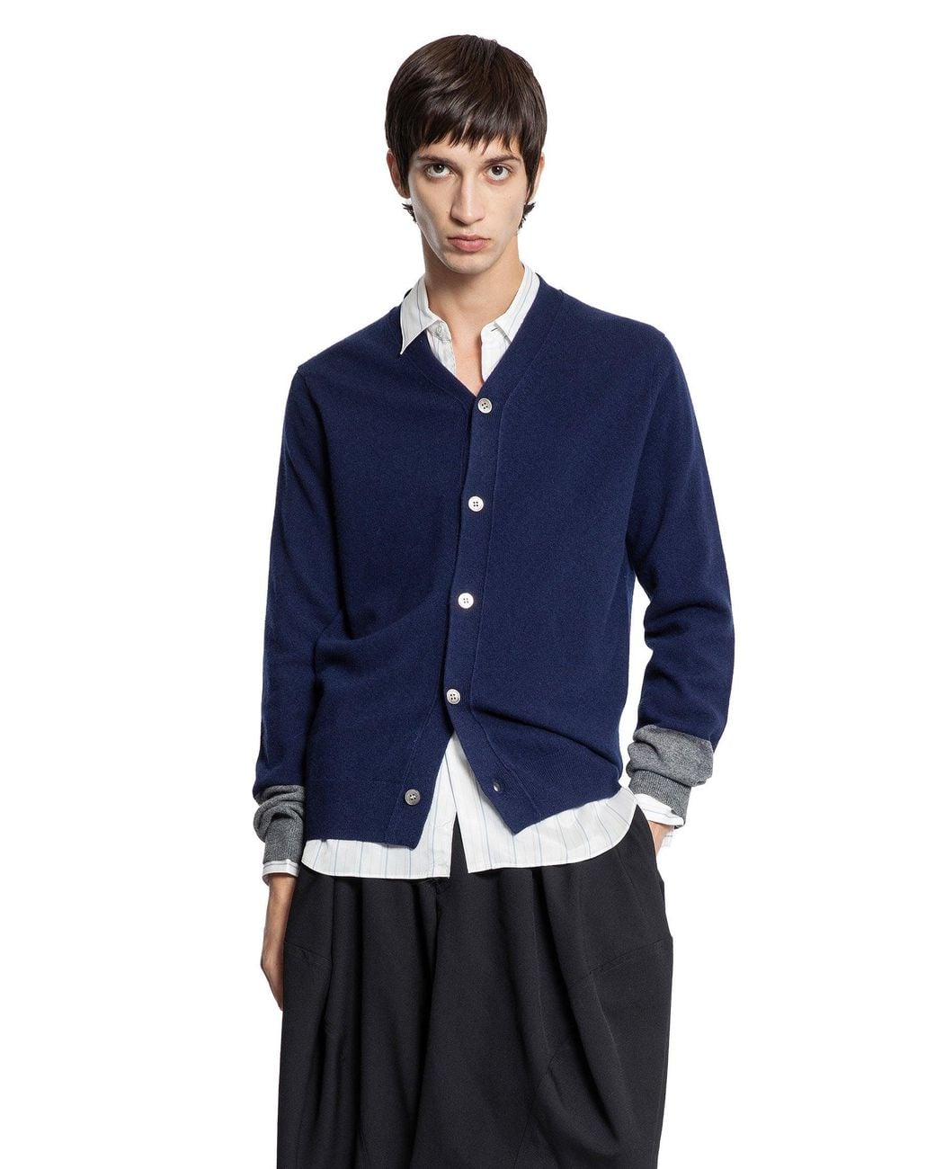 Comme des Garçons Blue Two-Tone Lambswool Cardigan for men