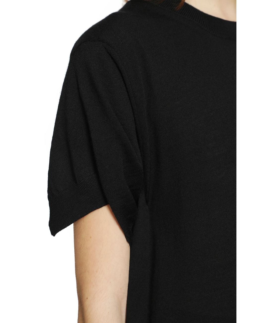 Junya Watanabe Black Short Sleeve Wool Sweater With Splits