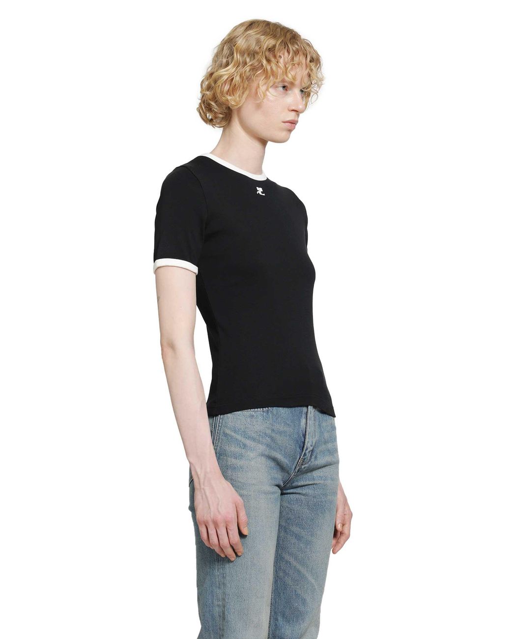 Courreges Black Signature Contrast T-Shirt