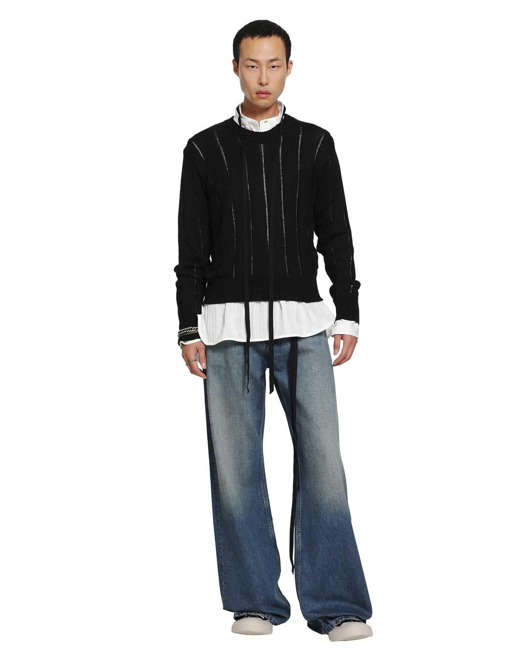 Ann Demeulemeester Black Rikki Brushed Rib Crewneck Sweater for men