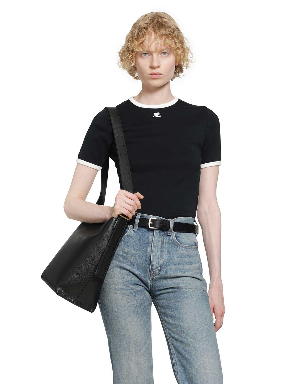 Courreges Black Signature Contrast T-Shirt